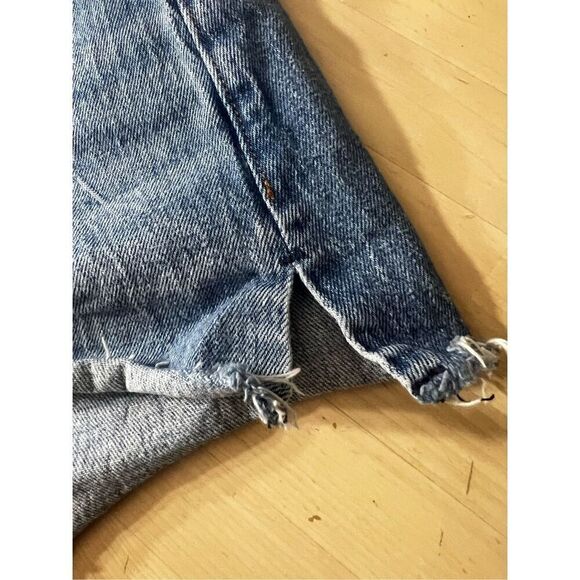 Abercrombie & Fitch The Mom Shorts High Rise Blue Denim Size 27/4 Cotton Slit - Picture 6 of 12